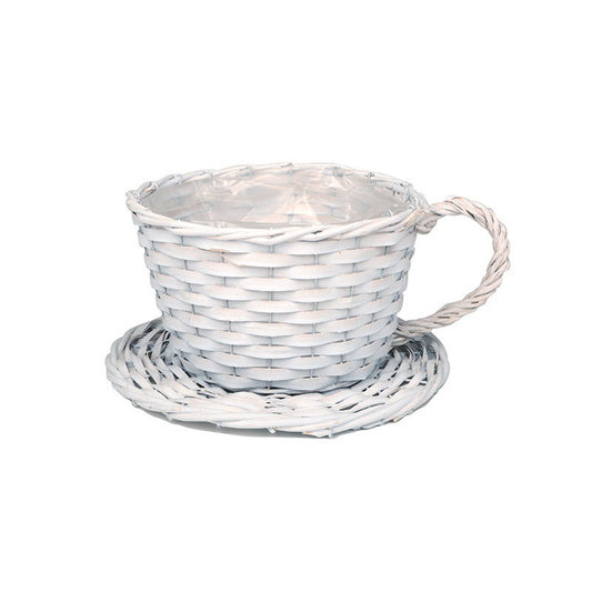 Pahar Din Lemn Cu Castron Alb 24/18,5X15Cm