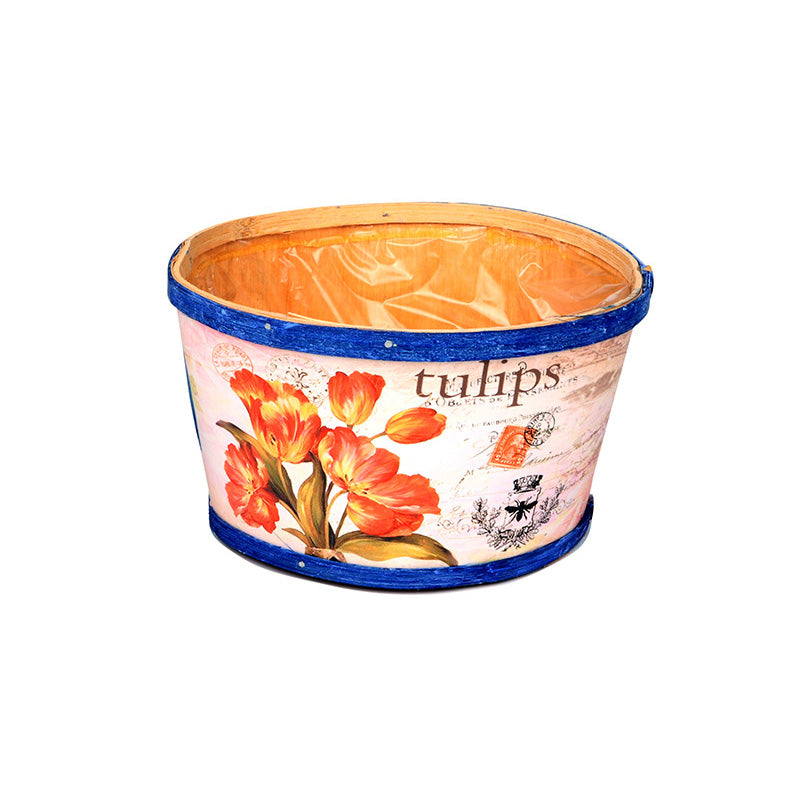 Castron Din Lemn Cu Model De Lalele 18,5X11Cm