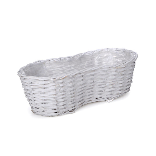Castron Oval Din Lemn Cu Fantă Alb 40X20X14,5Cm