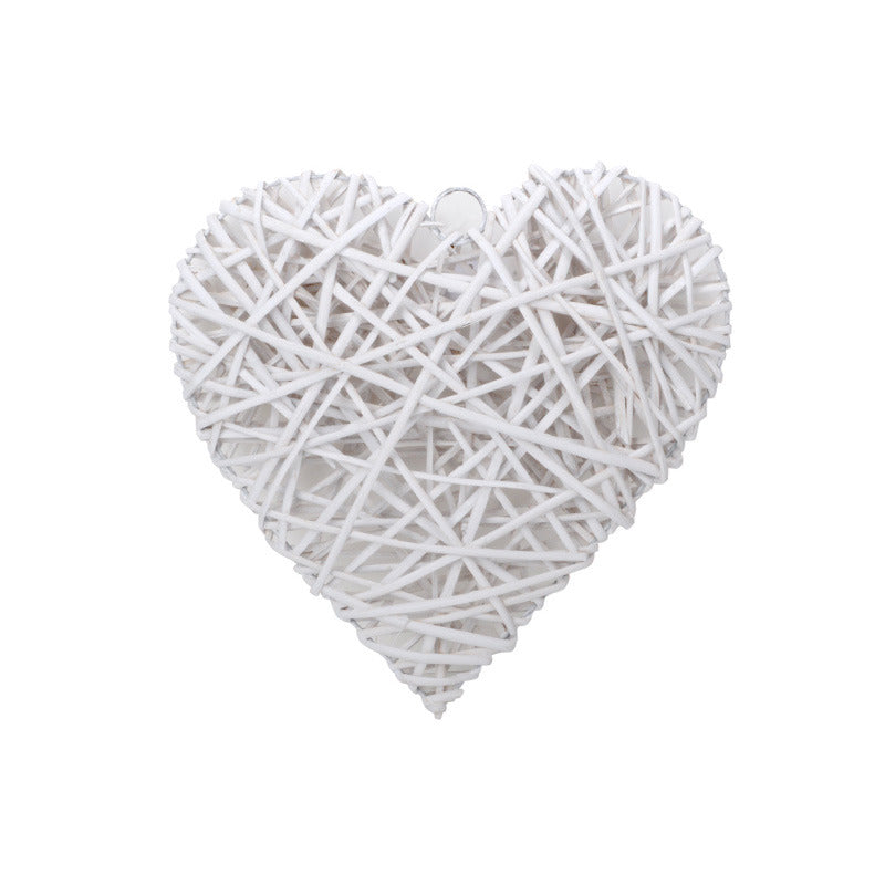 Inimă Din Răchită Divizată Alb 35 Cm