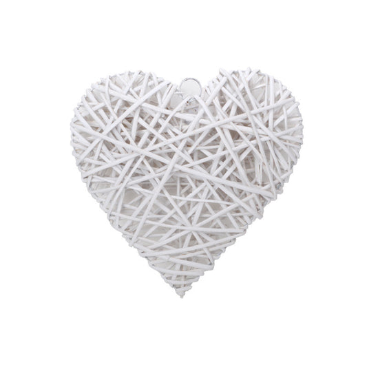 Inimă Din Răchită Divizată Alb 35 Cm