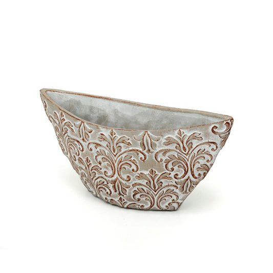 Bol De Piatră Tendril În Formă De Barcă Antichizat Gri - Maro 30X12X15Cm
