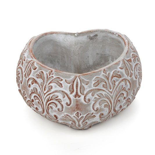 Bol De Piatră Tendril În Formă De Inimă Antichizat Gri - Maro 20X20X11Cm