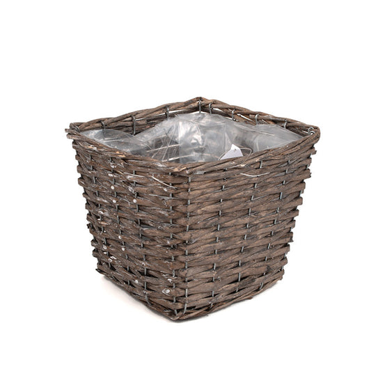 Oală Pătrată Din Răchită Gri 21X21X16,5Cm