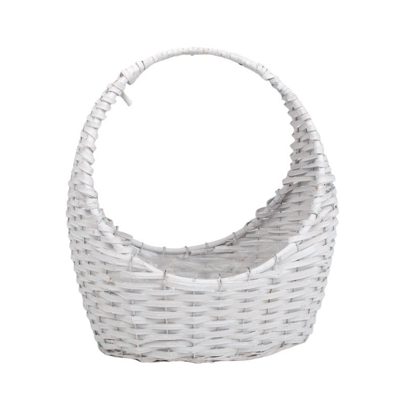 Coș Cadou Din Lemn Alb 35X24X11/41Cm