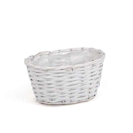 Castron Oval Din Lemn Cu Două Toarte Alb 27X18,5X14Cm