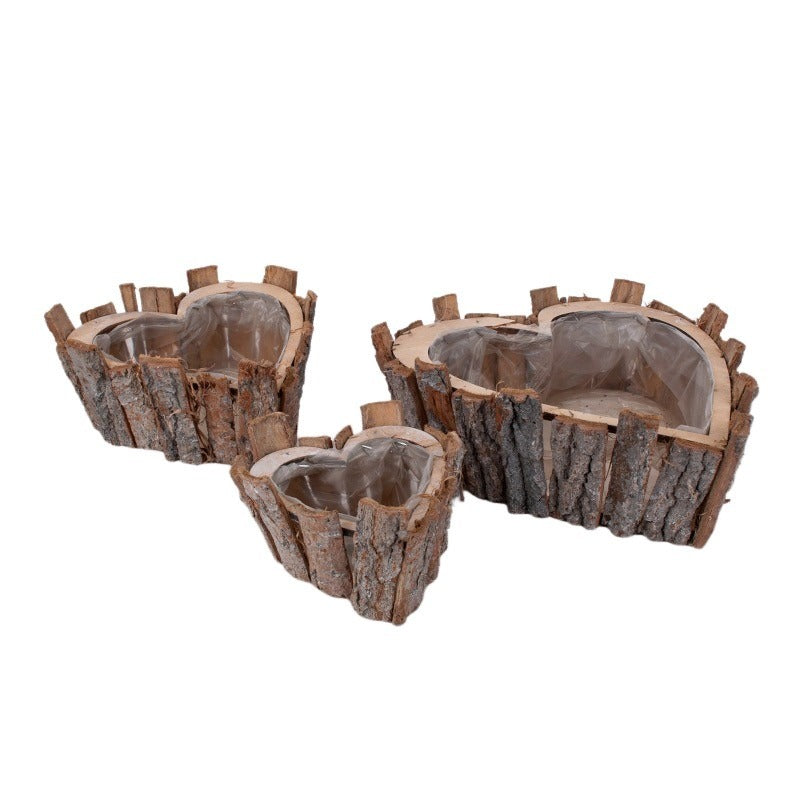 Set Castron De Scoarță În Formă De Inimă Gri 35X35X10/12Cm S/3