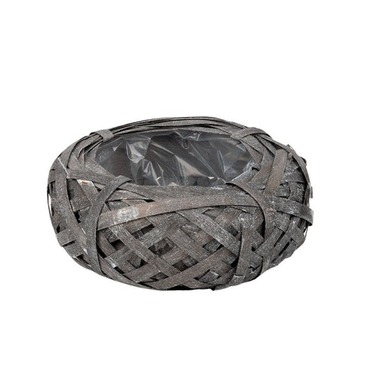 Castron Din Lemn Cu Cuib De Păsări Gri 30X8Cm