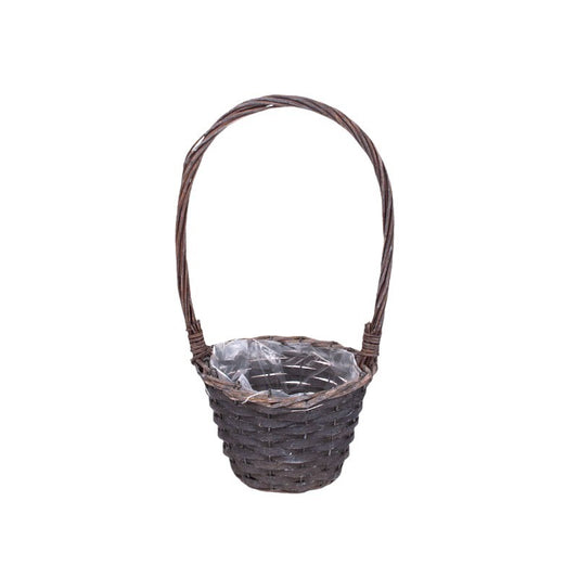 Coș Din Lemn Despicat Cu Toarta Gri 16X11/34,5Cm