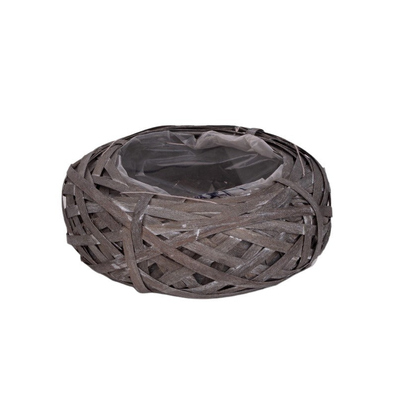 Castron Din Lemn Cu Cuib De Păsări Gri 15X7,5Cm