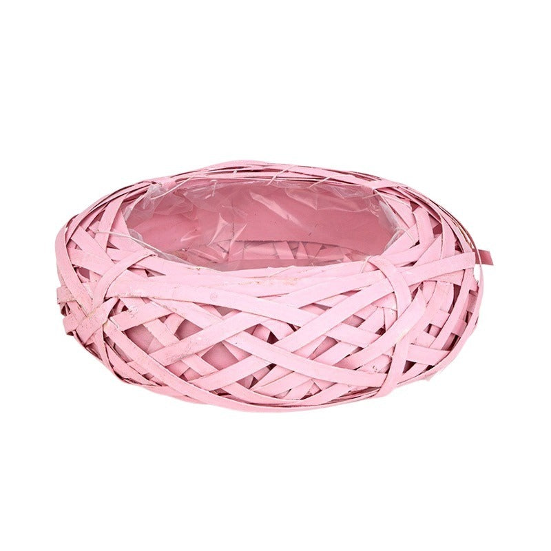 Castron Din Lemn Cu Cuib De Pasăre Roz 15X7,5Cm