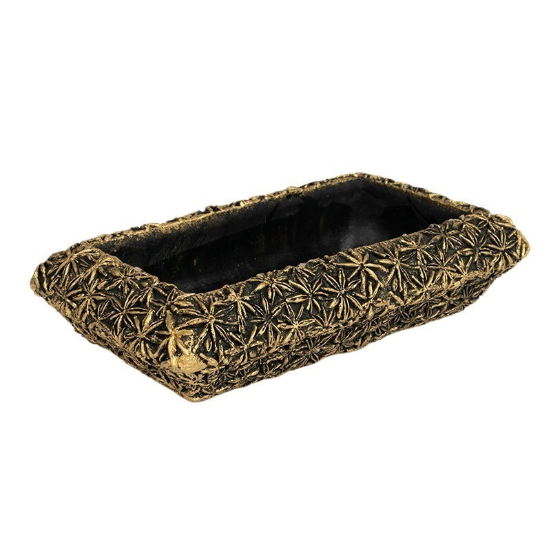 Pătrat Areus Piatră Castron Negru-Auriu 30X17X7Cm