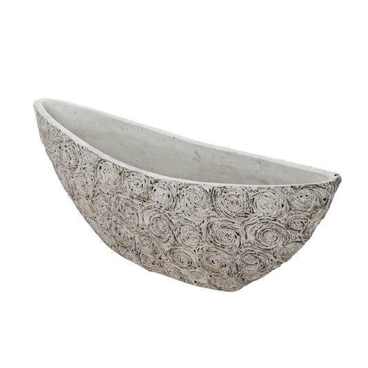 Bol Din Piatră De Trandafir În Formă De Barcă Gri 41,5X11,5X13,5/16Cm