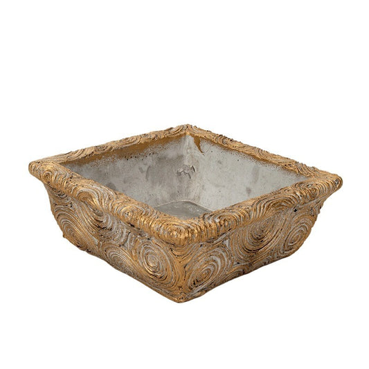 Castron De Piatră Circo Cu Margine Pătrată Aur Antic 21X21X8Cm