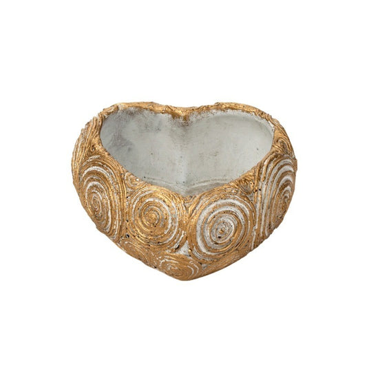 Bol De Piatră Circo În Formă De Inimă Aur Antichizat 20X20X11Cm