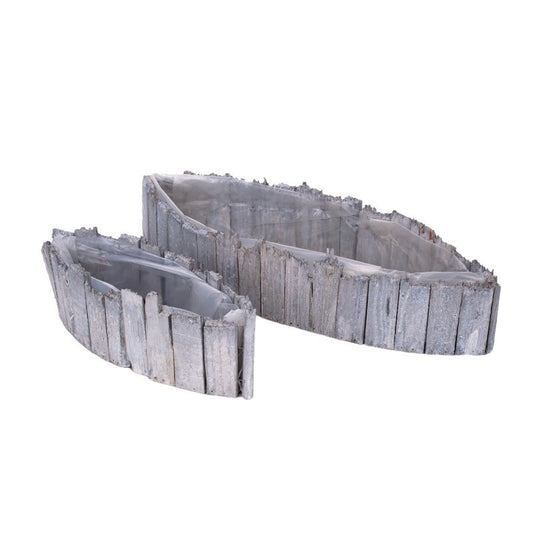 Set Bol Din Lemn În Formă De Barcă Gri 46X15,5X9Cm S/2