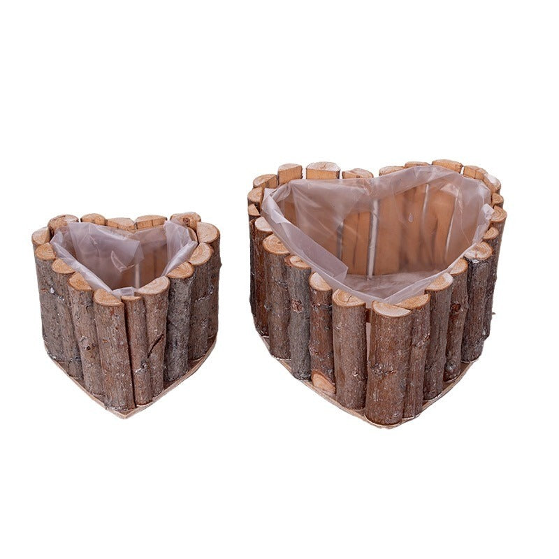 Set Castron Din Lemn În Formă De Inimă 28X24X12Cm Gri S/2