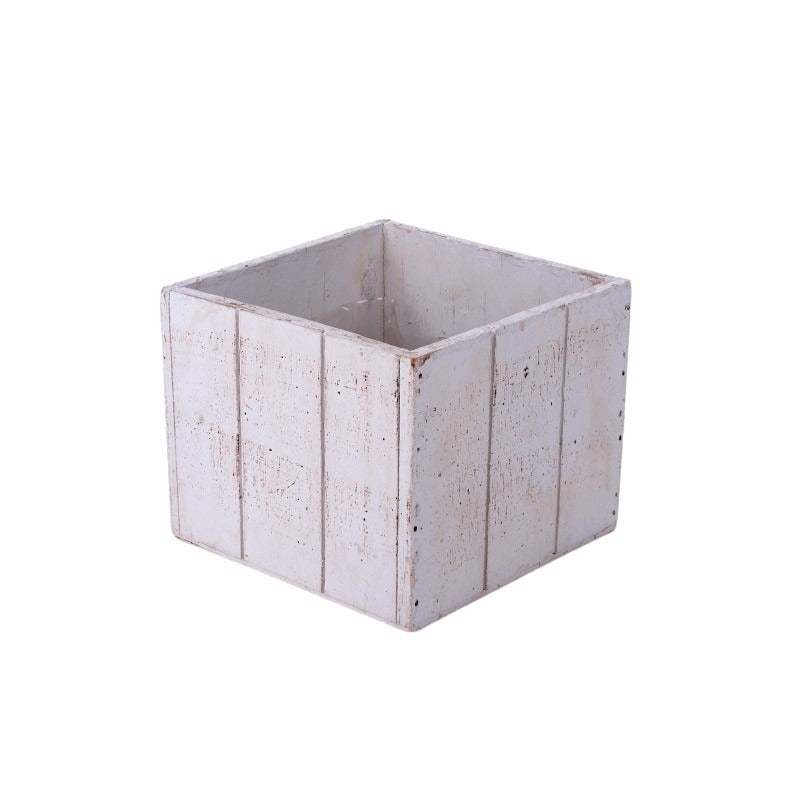 Castron Pătrat Din Lemn Alb 15X15X12,5Cm