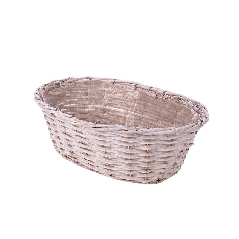 Castron Oval Din Lemn Cu Fantă Alb 38X29X13Cm