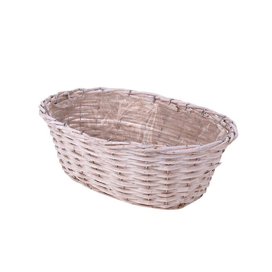 Castron Oval Din Lemn Cu Fantă Alb 38X29X13Cm