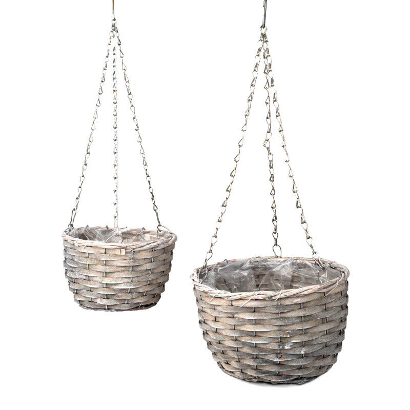 Set De Coșuri Suspendate Din Lemn Gri 26X15/58Cm S/2