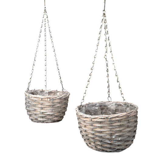 Set De Coșuri Suspendate Din Lemn Gri 26X15/58Cm S/2