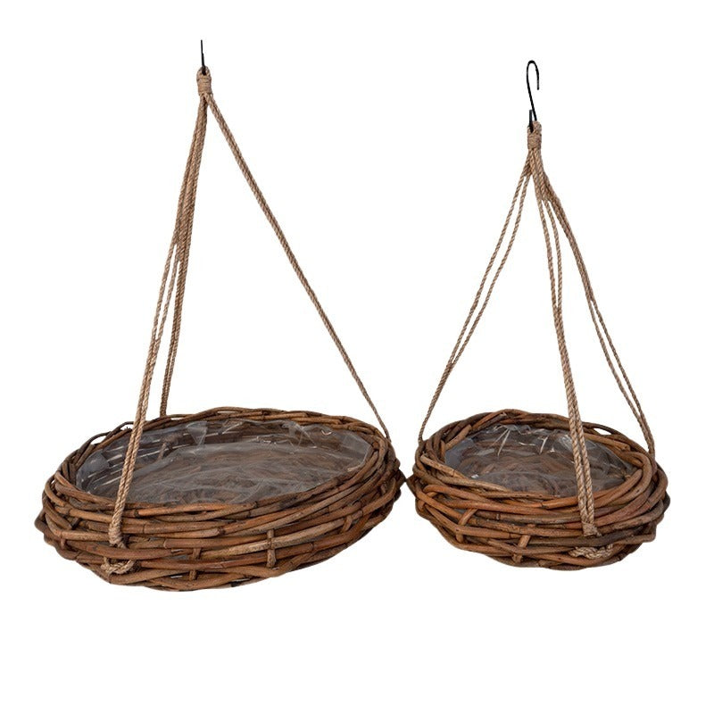 Rattan Agățat Coș Set Roșu Maro 85X18/75Cm S/2