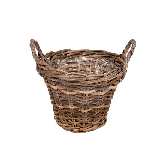 Oală Din Rattan Cu Două Toarte Maro 25X19/24,5Cm