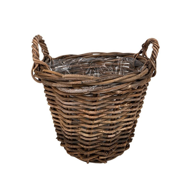 Oală De Rattan Cu Două Toarte Maro 40X32/40Cm