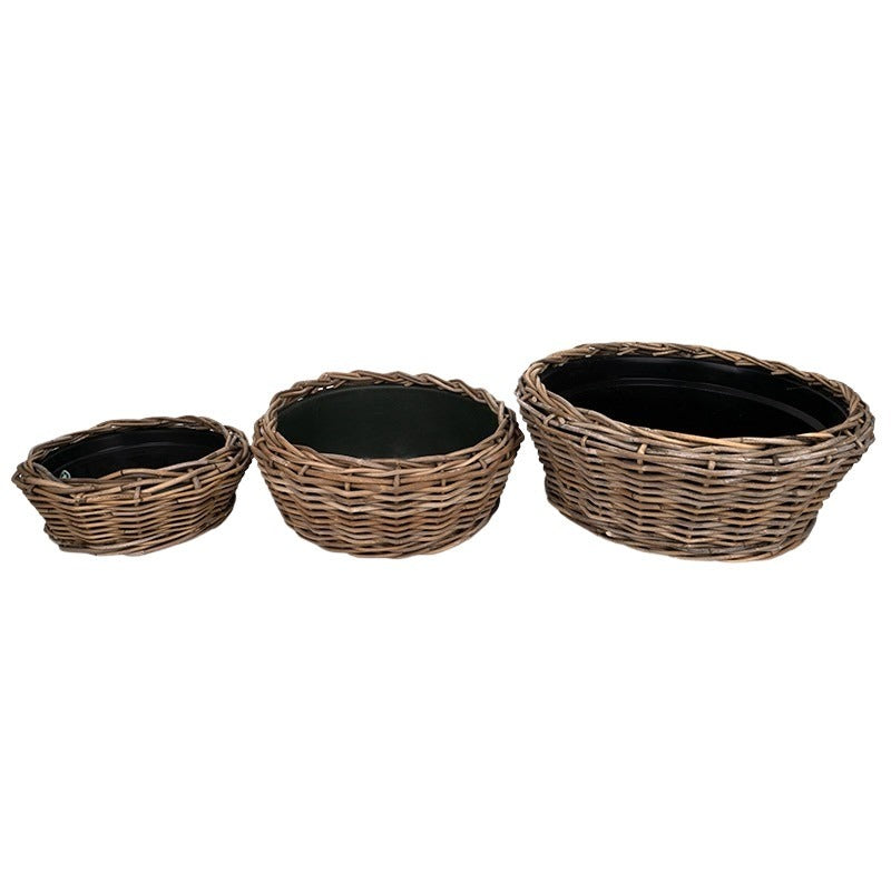 Drypot Rattan Set De Ghivece Maro 55X24Cm S/3