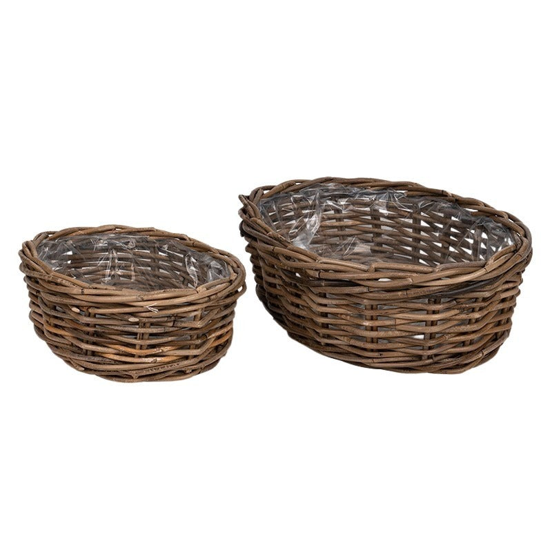 Set Castron Oval Rattan Maro 44X32X15Cm S/2