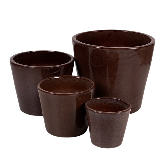 Singa Conic Set Suport Pentru Plante Din Ceramică Maro 21X19-42X37Cm S/4