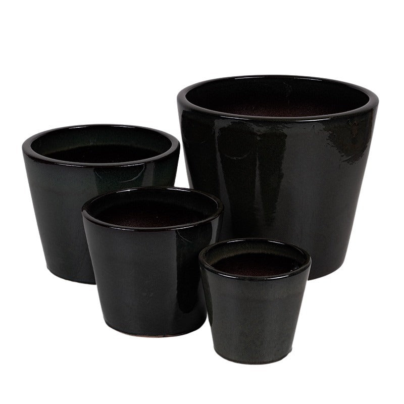 Singa Conic Suport Ceramic Pentru Plante Cedru Verde Set 21X19-42X37Cm S/4