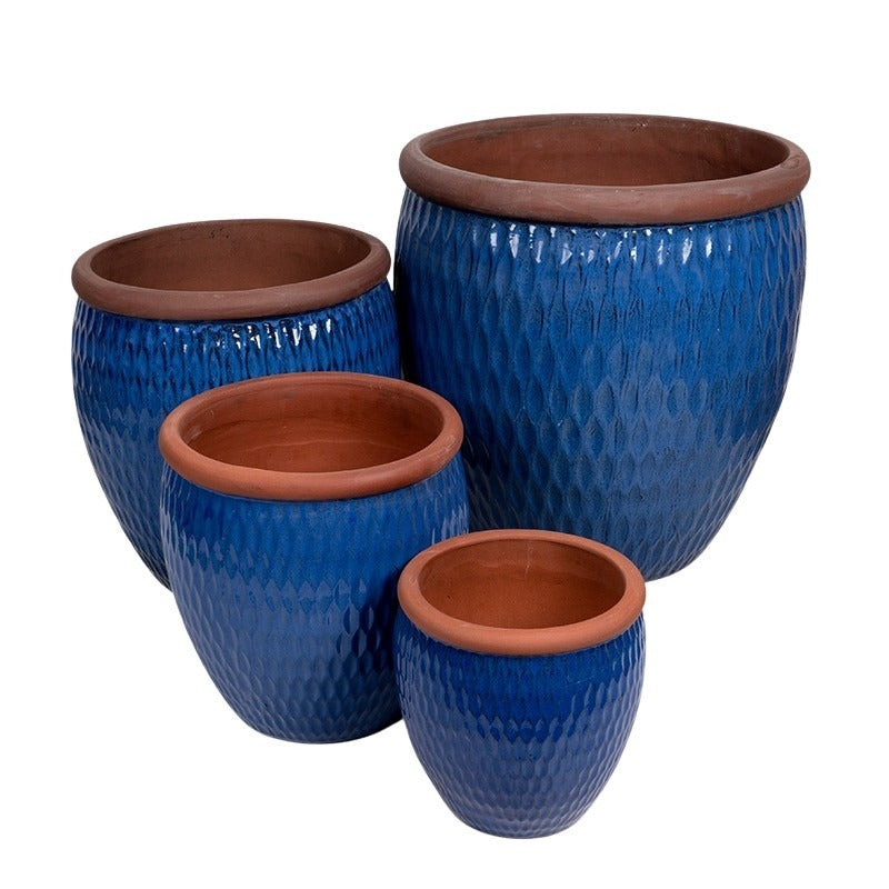 Shiwan Monica Set Ghiveci Ceramic Albastru 30X30-64X64Cm S/4