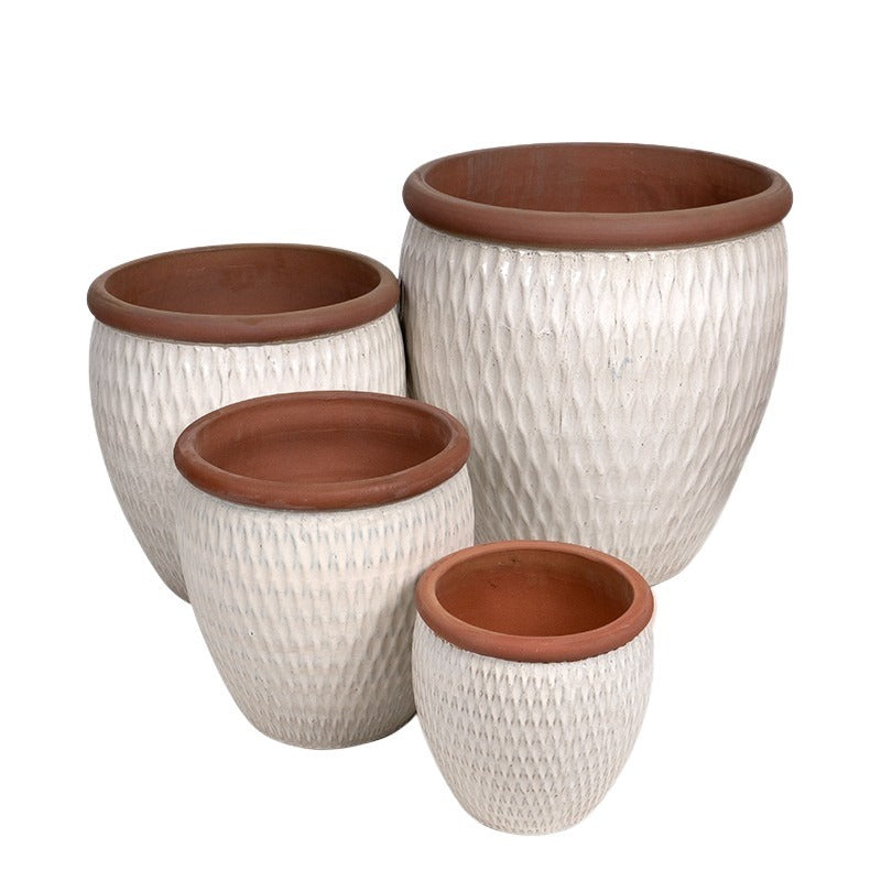 Shiwan Monica Set Ghiveci Ceramic Alb 30X30-64X64Cm S/4
