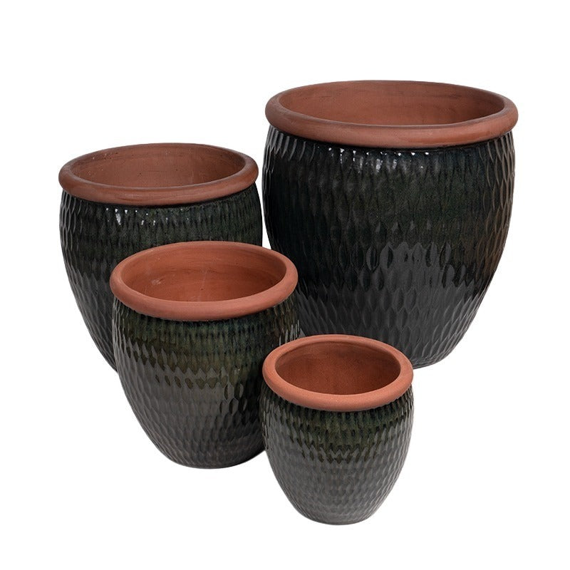 Shiwan Monica Set Ghiveci Ceramic Verde Măsliniu 30X30-64X64Cm S/4