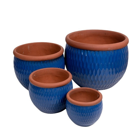 Shiwan Eros Set Ghiveci Ceramic Albastru 28X21-63X50Cm S/4