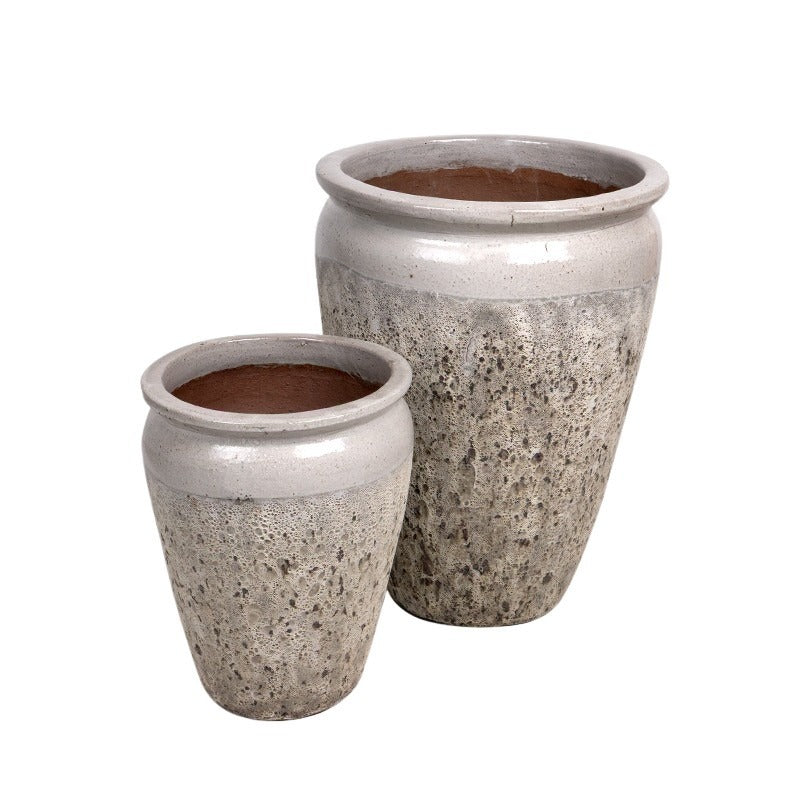 Perth Apollo Set Suport Pentru Plante Din Ceramică Gravat Rustic Alb 36X50-50X70Cm S2