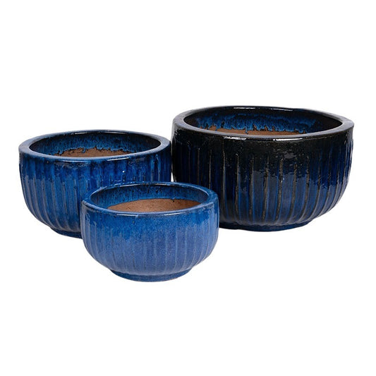 Baltic Rita Set Ghiveci Ceramic Albastru 35X18-54X30Cm S/3