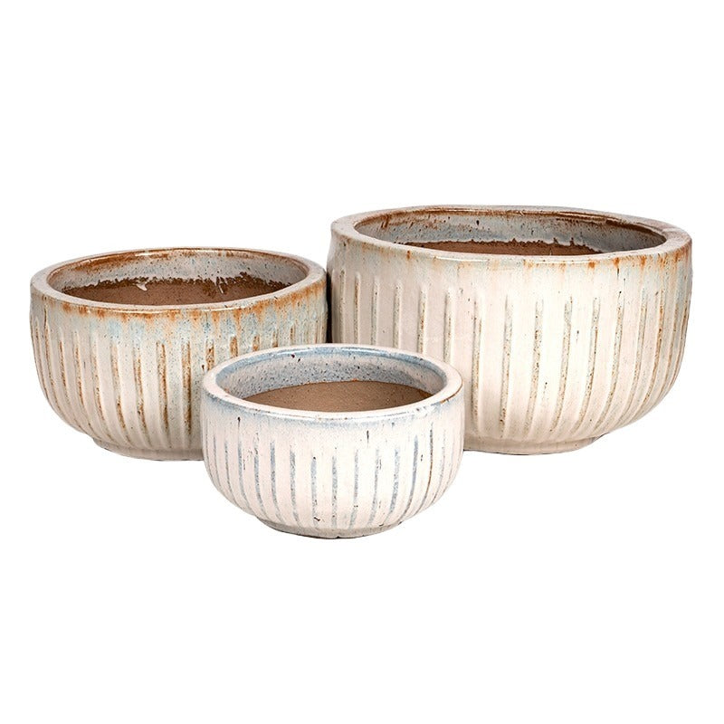 Baltic Rita Set De Ghivece Ceramice Crem 35X18-54X30Cm S/3