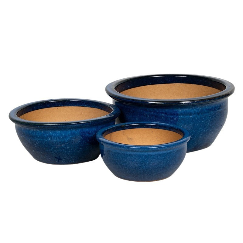 Verona Argos Set Suport Pentru Plante Din Ceramică Albastru Mineral 24X10,5-38X15,5Cm S/3