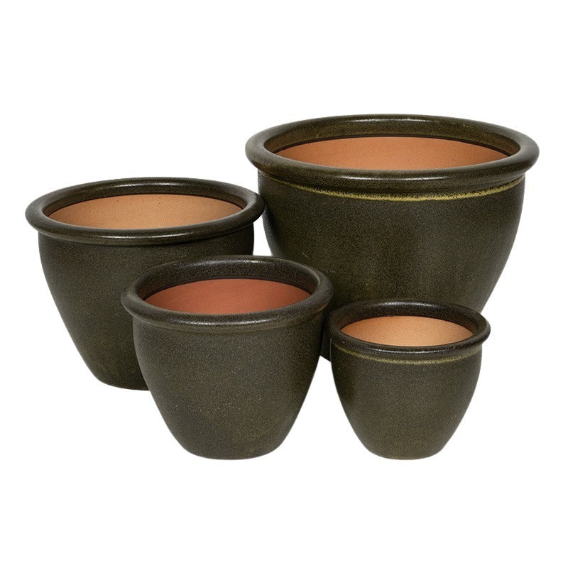 Napoli Eros Set De Ghivece Ceramice Verde Închis 21,5X17,5-43X33,5Cm S/4