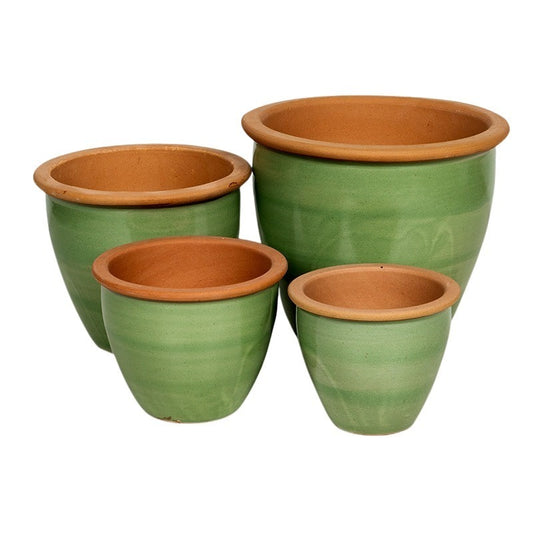 Salvador Eros Set Ghiveci Ceramic Verde Măr 21X18-38X32Cm S/4