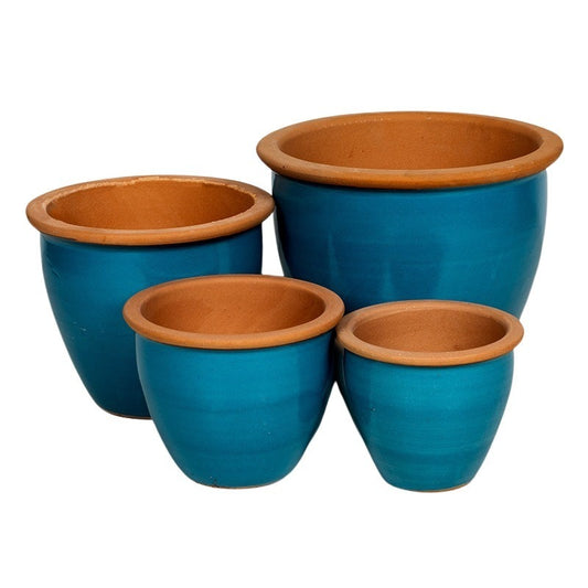 Salvador Eros Set Ghiveci Ceramic Albastru Deschis 21X28-38X32Cm S/4