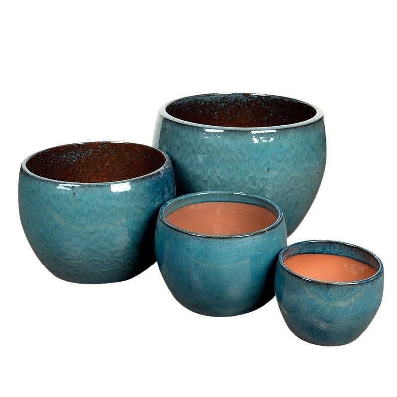 Laguna Globe Set De Ghivece Ceramice Turcoaz 23X17-53X38Cm S4