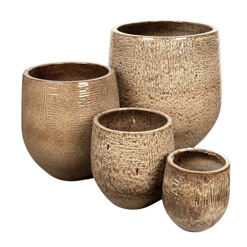 Monte Suport Pentru Plante Ceramice Set Fără Gaură De Fund Lancelot Maro 20X21,5-45X50Cm S/4