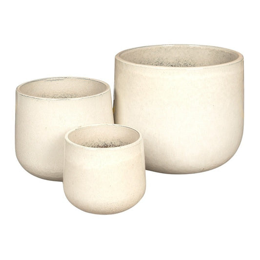 Corsica Caldron Ceramic Suport Pentru Plante Set Crem 23,5X21-42X37,5Cm S/3
