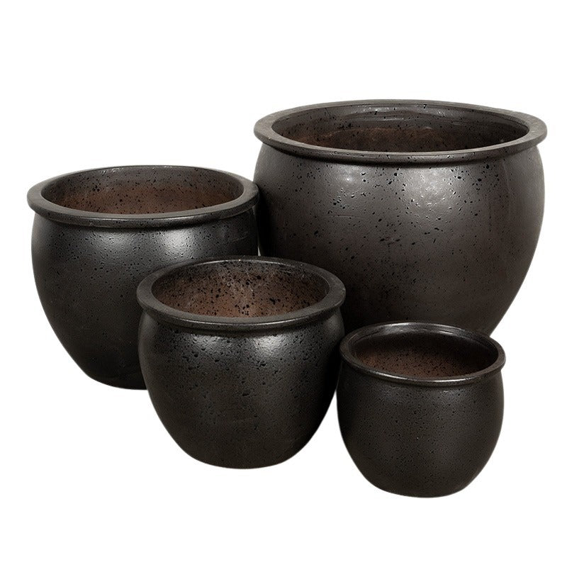 Viera Eros Set Suport Pentru Plante Din Ceramică Negru Miezul Nopții 24X19-52X40,5Cm S/4