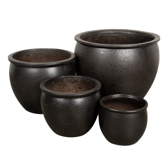 Viera Eros Set Suport Pentru Plante Din Ceramică Negru Miezul Nopții 24X19-52X40,5Cm S/4