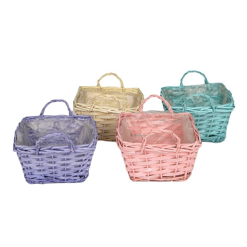 Ghiveci Pătrat Din Răchită Mix 21X22,5X12Cm